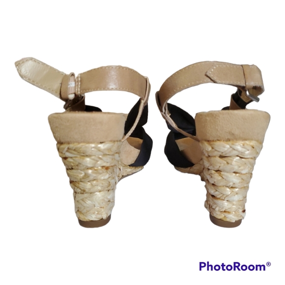 AEROSOLE Black & Beige Wedges Shoes - Size 5 / 35 - Picture 4 of 5